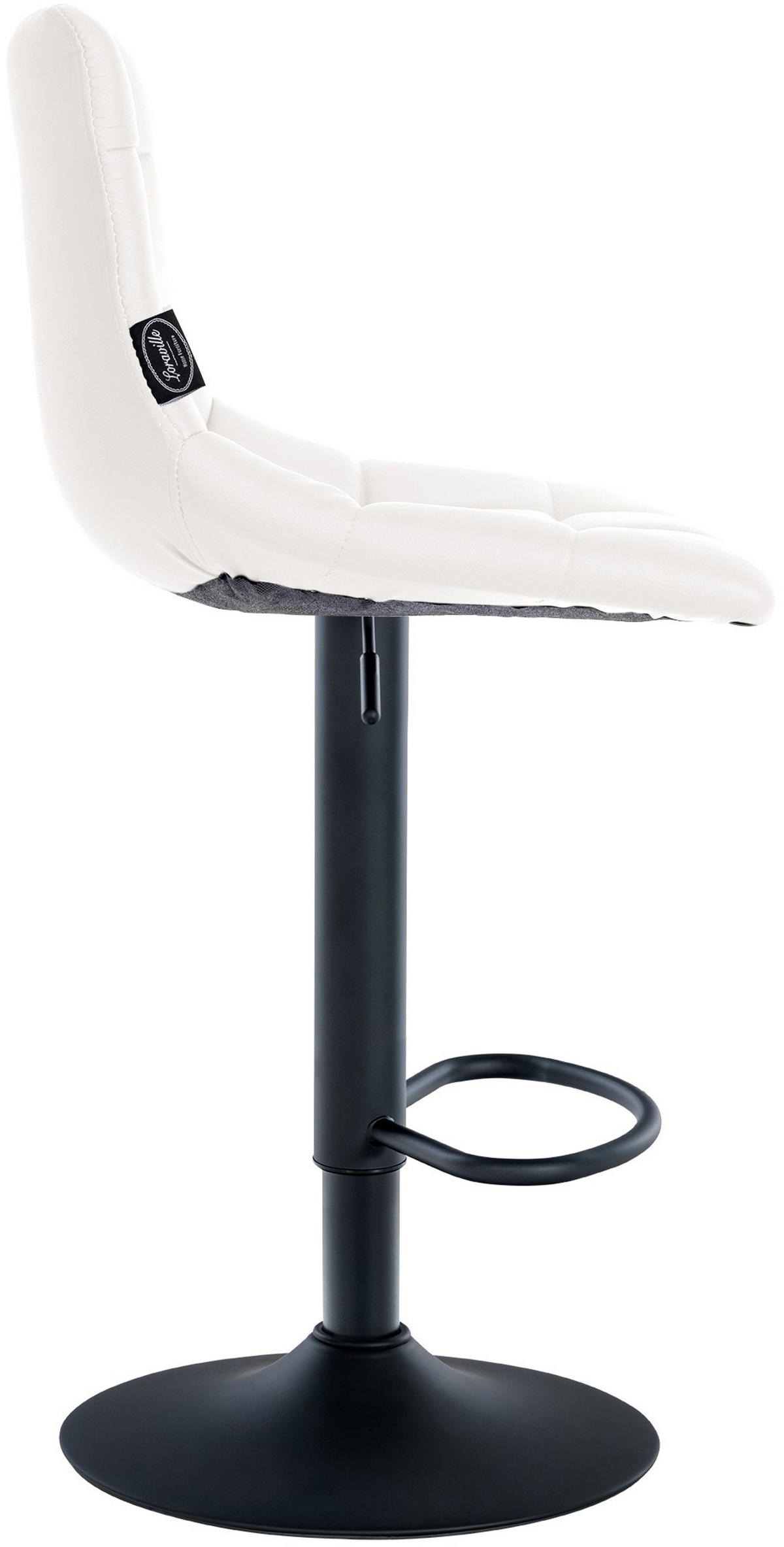 BARHOCKER James Kunstleder schwarz weiß - Schwarz/Weiß, Kunststoff/Metall (43/108.5/46.5cm) - TPFLiving