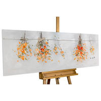 ACRYLBILD HANDGEMALT 150/50 cm - Weiß/Orange, Holz/Textil (150/50cm) - KUNSTLOFT