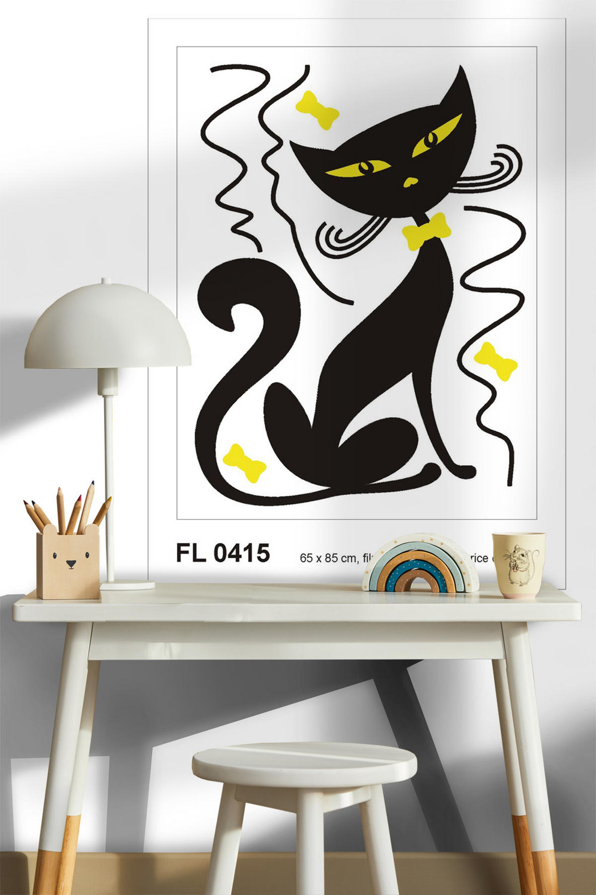WANDTATTOO Katze 85 x 65 cm - Schwarz, Papier (85/65/65cm) - Sanders & Sanders