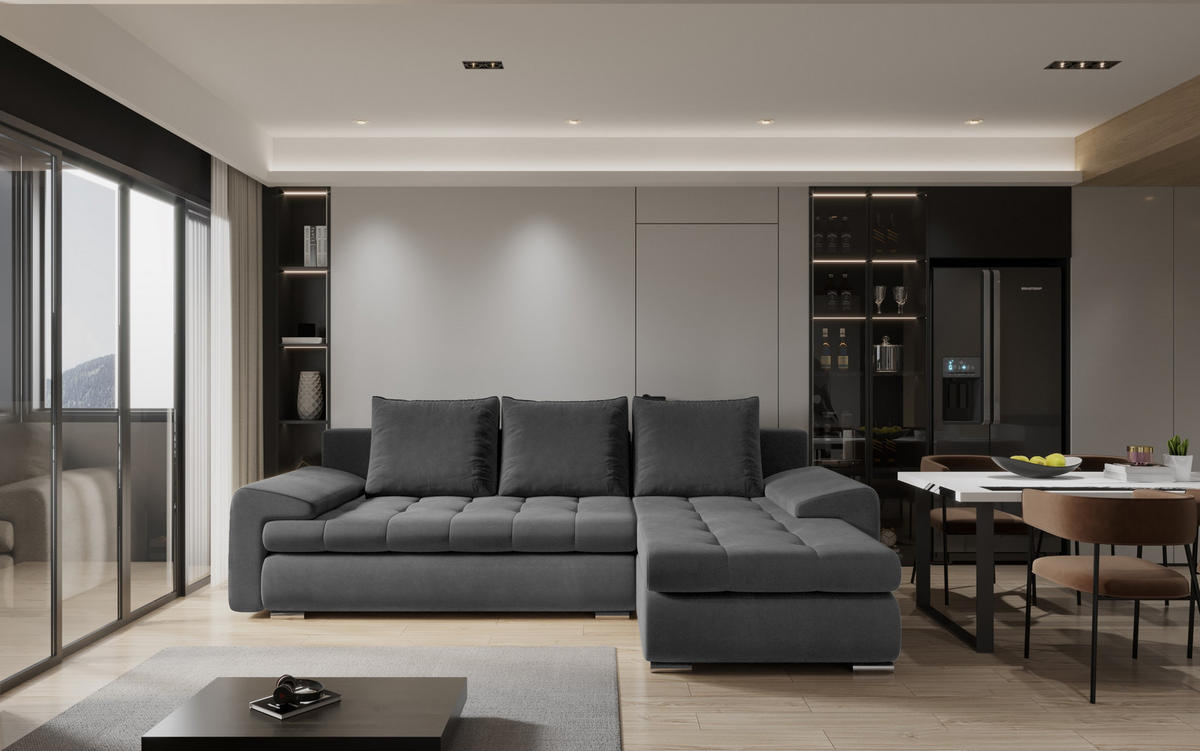 ECKSOFA TOMI Castel Dunkelgrau Rechts - Dunkelgrau, Holz (237/150cm) - Kaiser Möbel