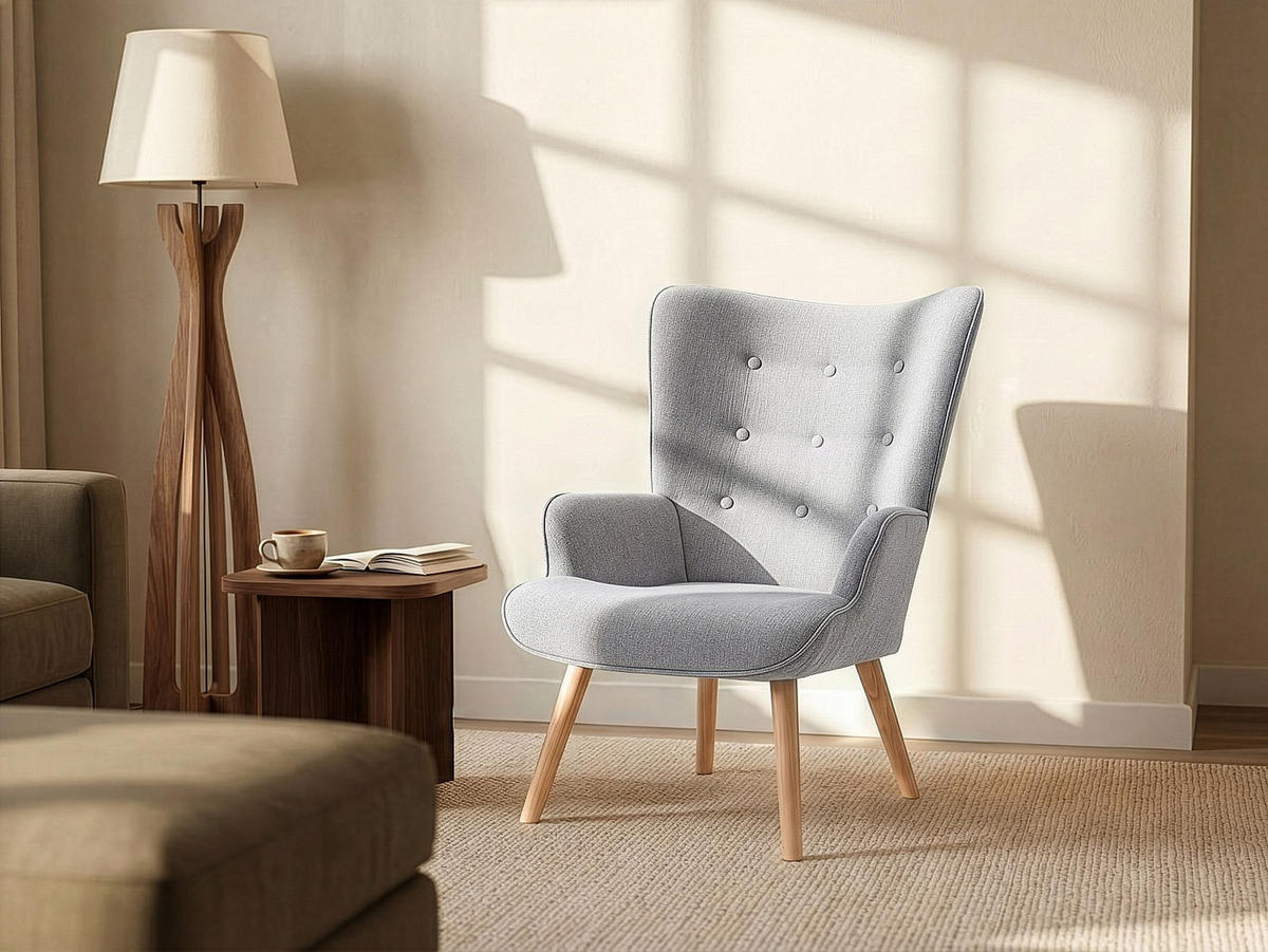 SESSEL mit gerader Rückenlehne - 1 Person - Stoff - Hellgrau - - Hellgrau, Textil (69/95.5/78cm) - Vente-Unique