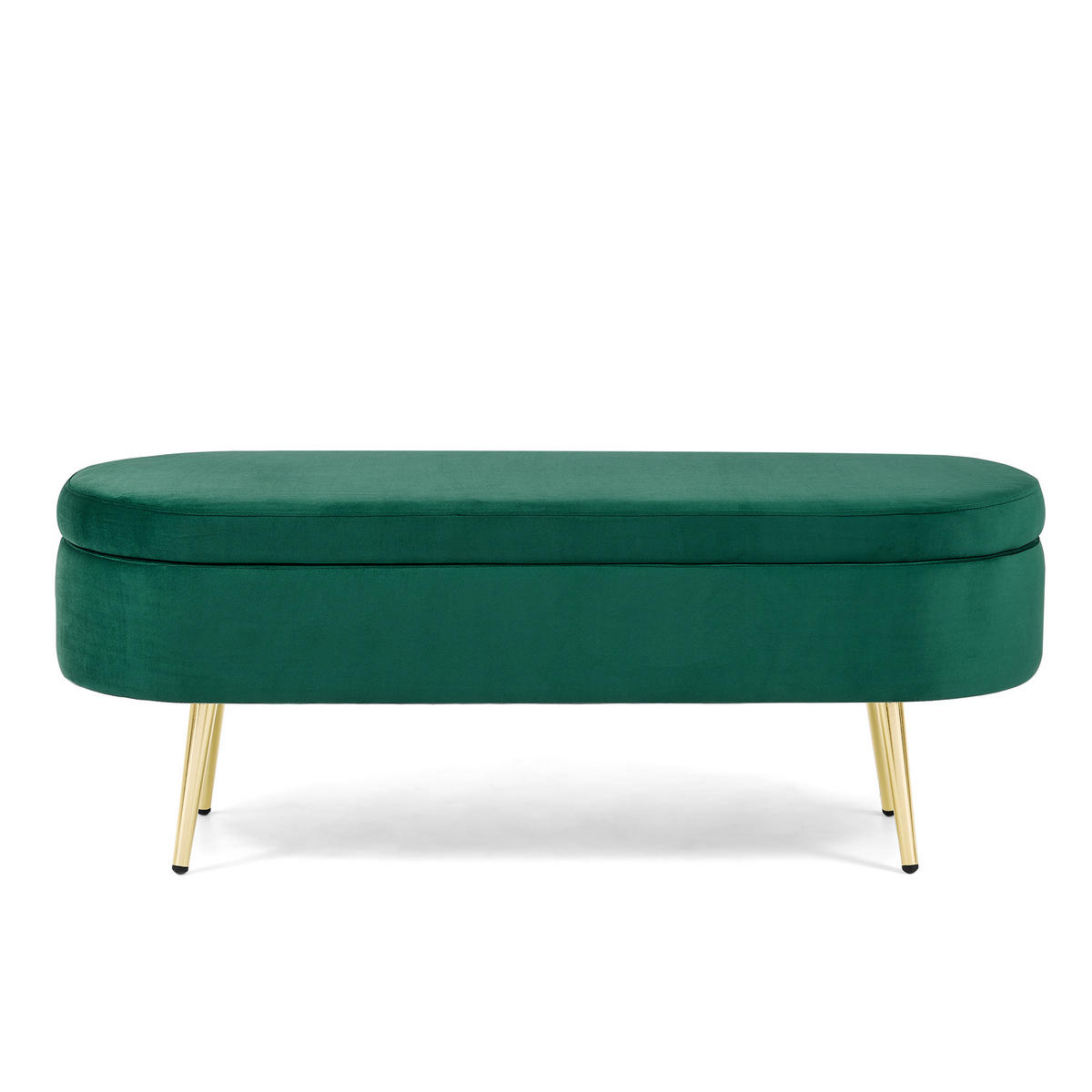 AUFBEWAHRUNGSTRUHE velvet & gold 110 cm - Dunkelgrün, Textil (110/42/40cm) - Urban Meuble