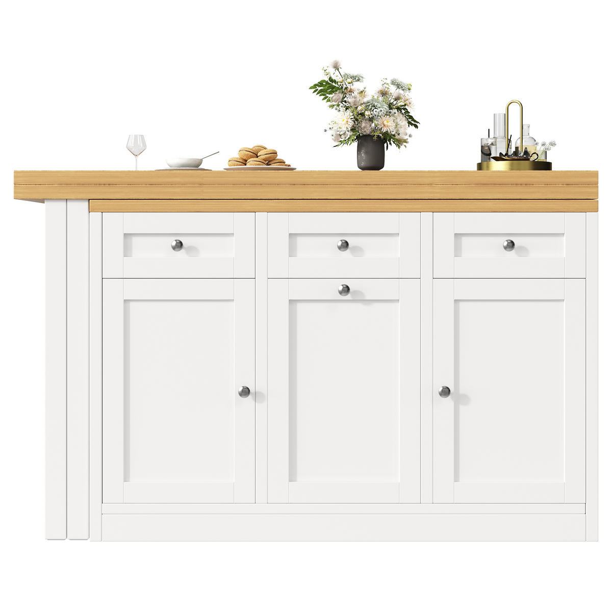 BARTISCH DE-38359 120/200 cm ausziehbar mit Schublade und Mülleimerhalter Weiß - Weiß, Holzwerkstoff (40/120/75.5cm) - ComfortXL