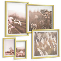 BILDER SET 5er Set - 50x50 cm & 20x30 cm & 40x60 cm Goldrahmen - Wildblumen auf den Wiesen im Sommer - Goldfarben, Kunststoff (40/60cm) - TULUP
