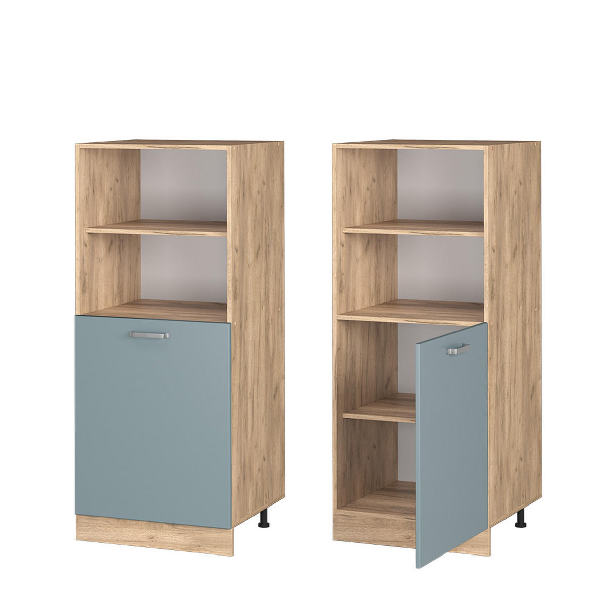 HERDUMBAUSCHRANK R-Line Blau-Grau 60 cm - Honigeiche/Eiche Wotan, Holzwerkstoff (60/143/57cm) - Vicco