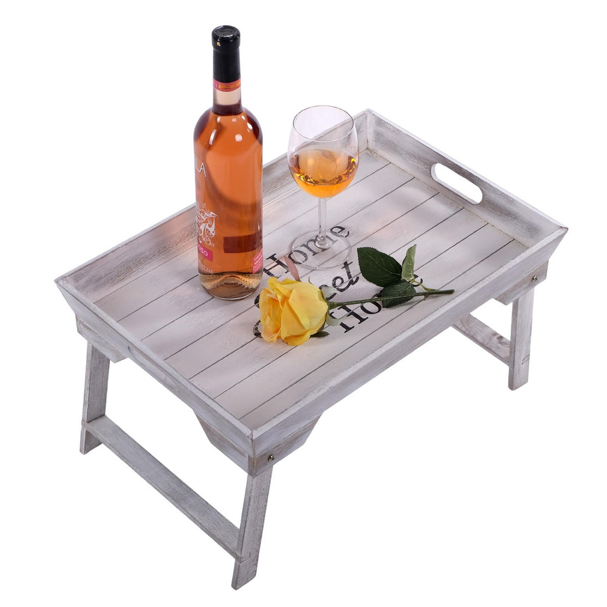 HOLZTABLETT HOME SWEET HOME mit Füßen Vintage weiß - Weiß, Holzwerkstoff (14/39/54cm) - DESIGN DELIGHTS