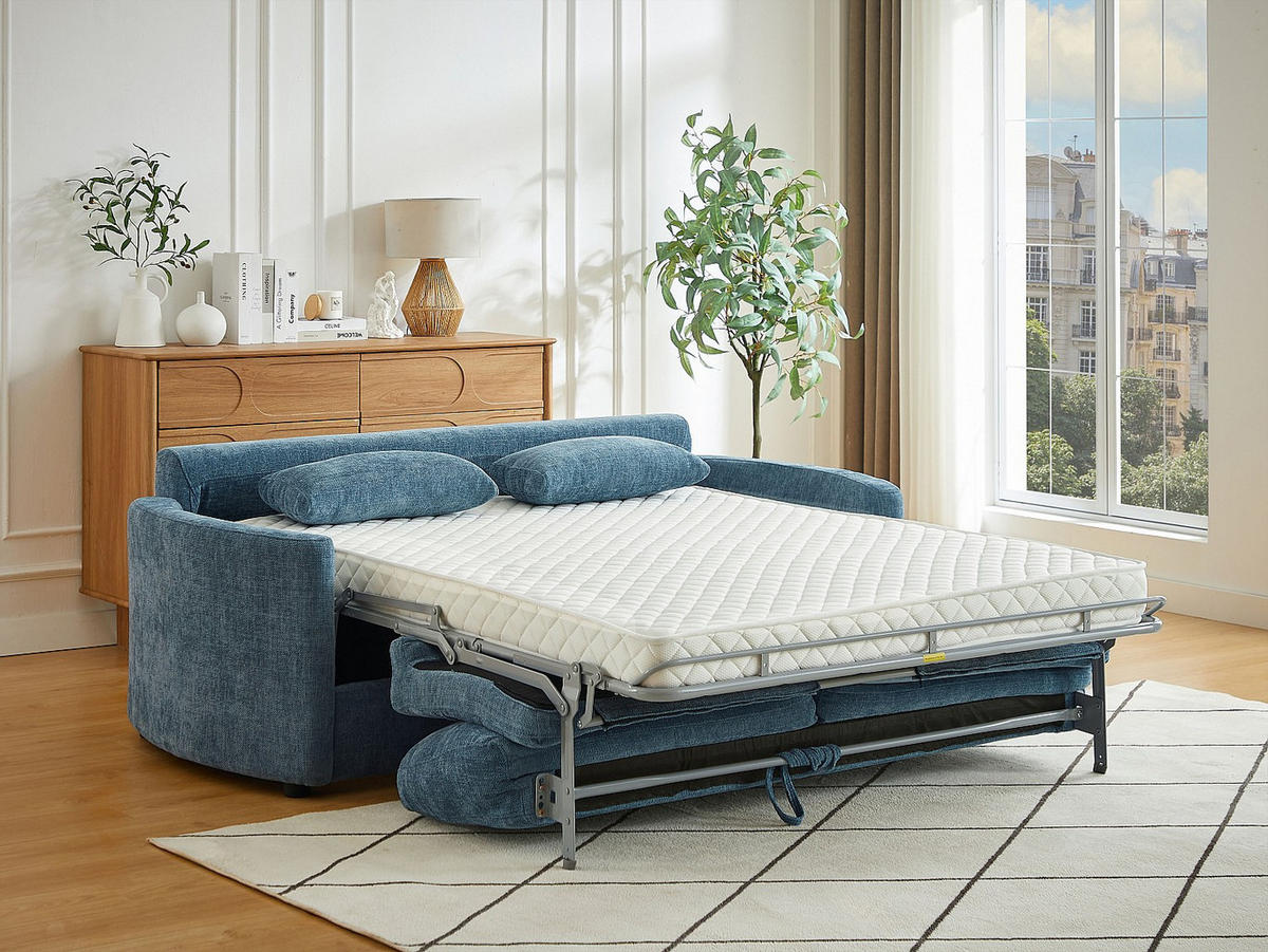 SCHLAFSOFA - 3 Personen - Stoff - Blau - - Blau, Textil (199/88/97cm) - Vente-Unique
