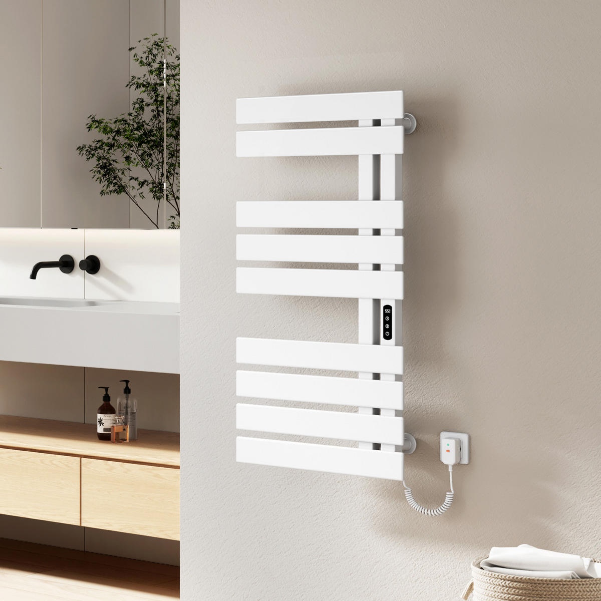 ELEKTRIČNI RADIJATOR S WLAN TERMOSTATOM bijeli desni priključak 100/50 cm - bijela, metal (50/100/11cm) - EMKE