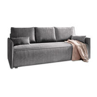 BETTSOFA MESTOR Grau Kordstoff mit Schlaffunktion - Grau, Textil (206/83/87cm) - MASSENO