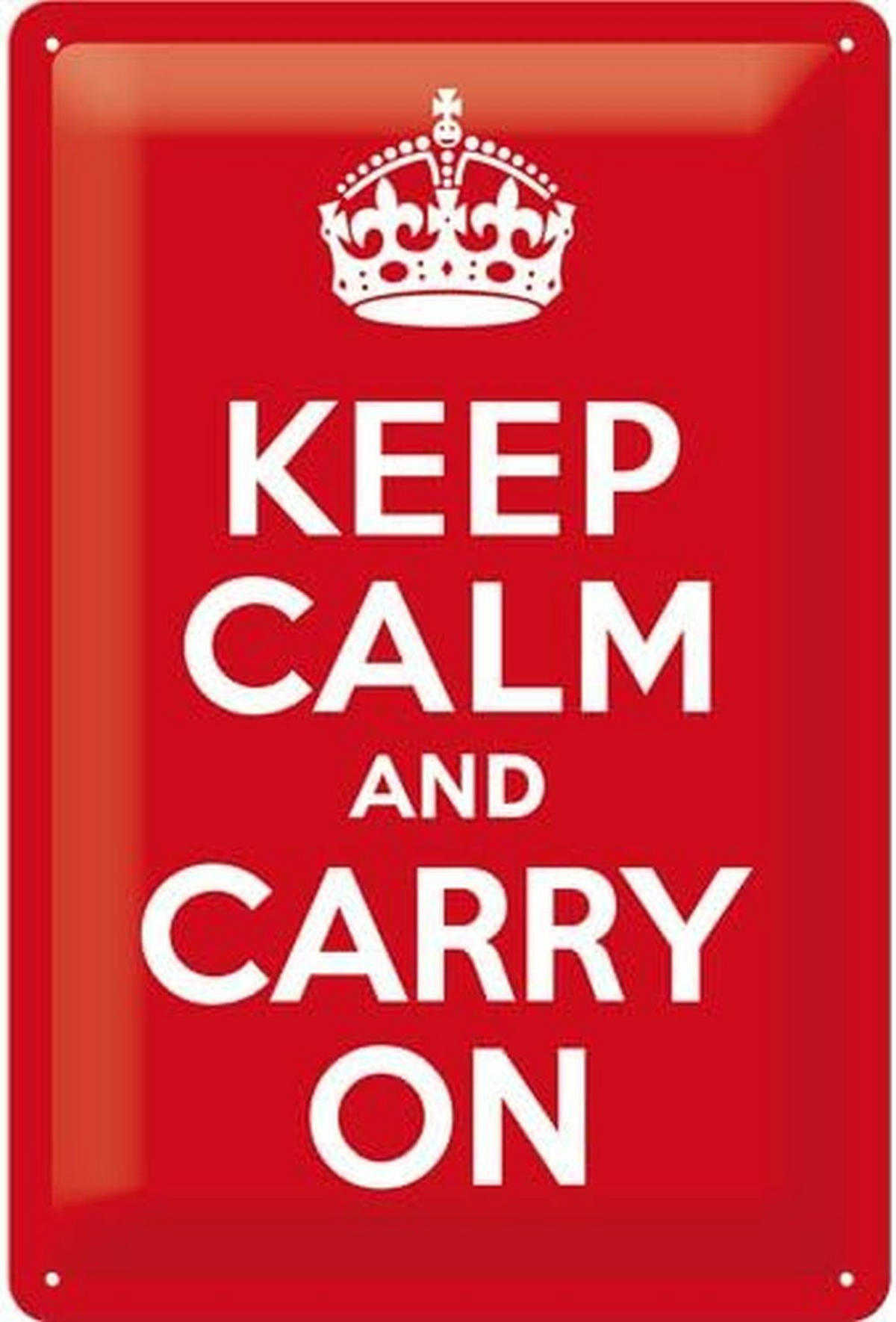 BLECHSCHILD 30/40 cm Keep Calm and Carry on - Multicolor, Metall (30/40/0.2cm) - Nostalgic-Art