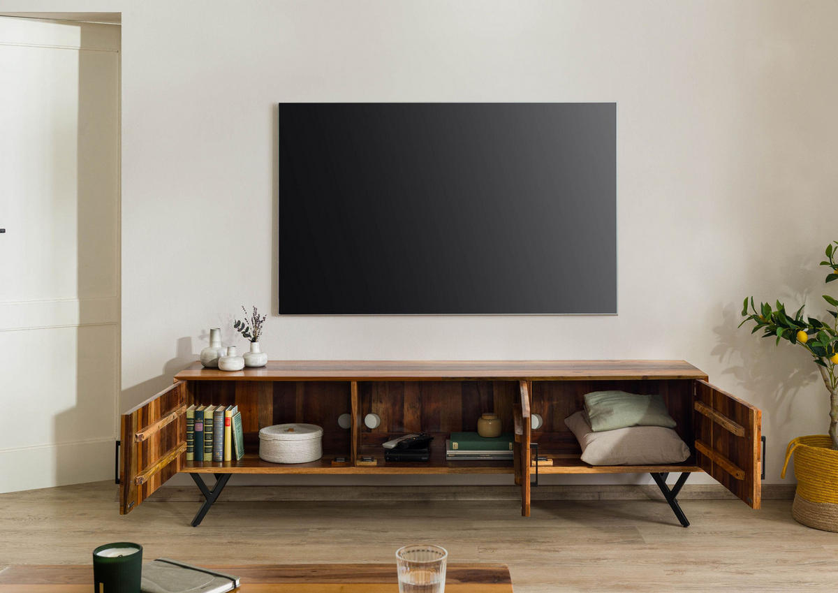 TV-BOARD Altholz 200x40x56 natur lackiert AVIGNON #140 - Naturfarben, Holz (200/56/40cm) - Massivmoebel24