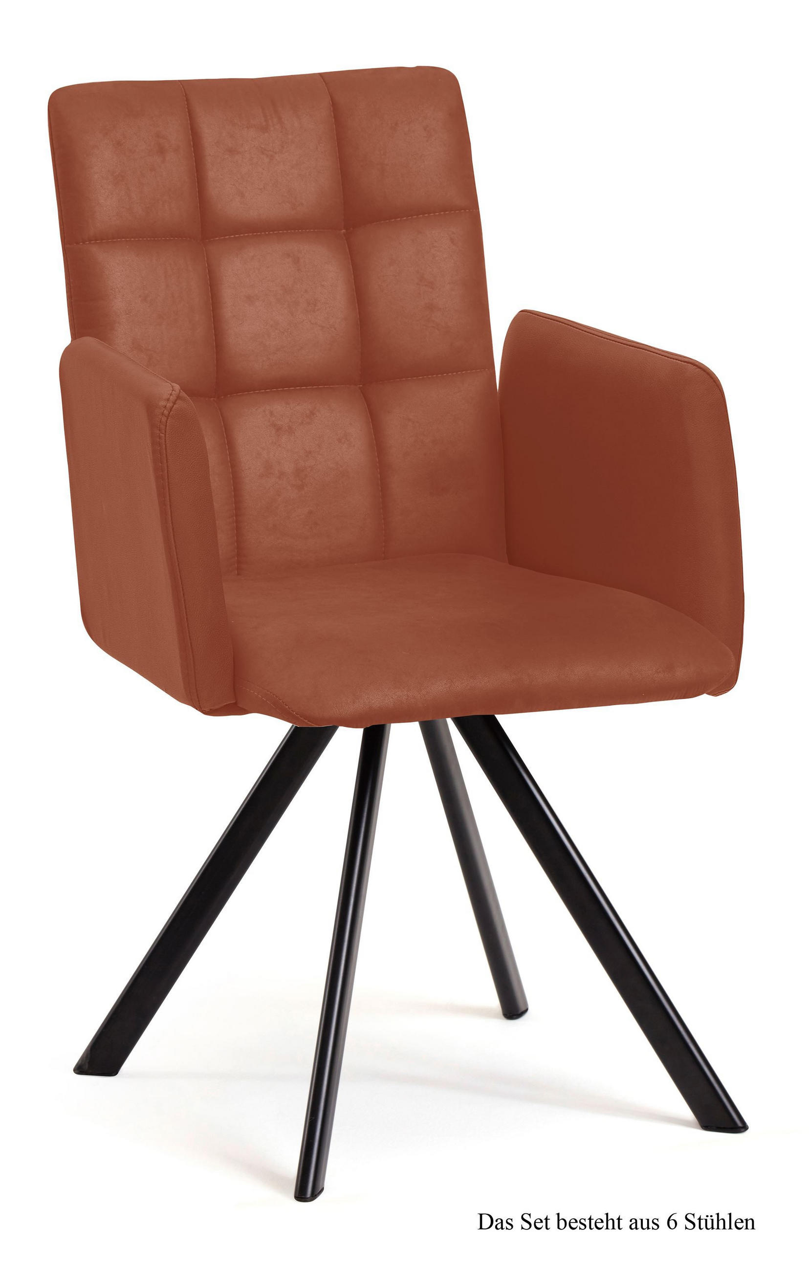 ARMLEHNSTUHL (6er-Set) Dayle 52x91x60 Schwarz/Cognac - Cognac/Schwarz, Kunststoff (60/91/52cm) - 58aufmkessel