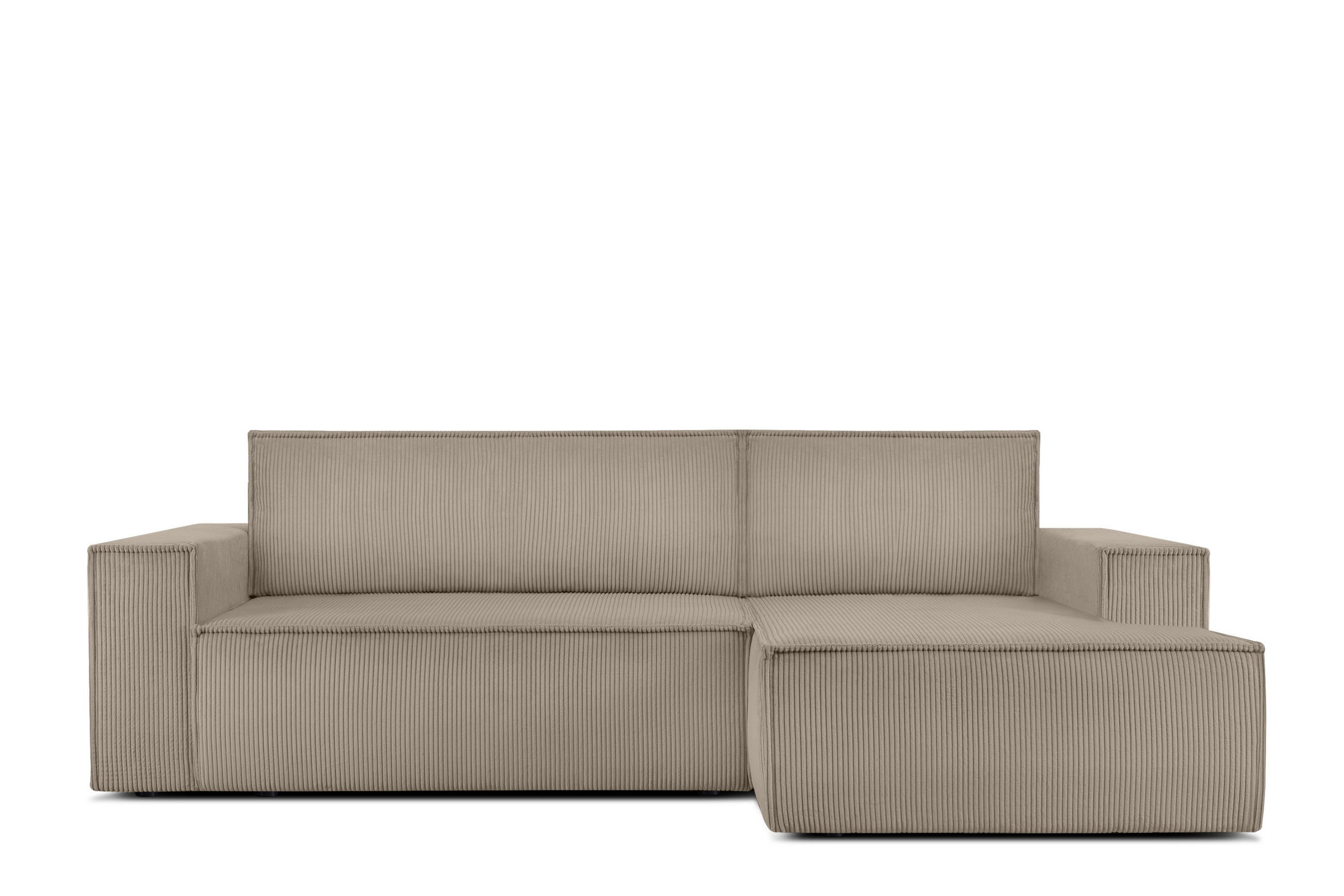 ECKSCHLAFSOFA-RECHTS NAPI in Pet Friendly Cord-Stoff, beige - Beige/Schwarz, Textil (262/148cm) - KONSIMO®