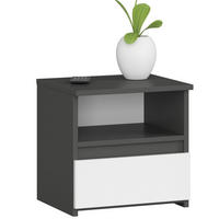 NACHTSCHRANK Grau, Weiß 40x35x40 cm - Weiß Hochglanz/Weiß, Holzwerkstoff (40/40/35cm) - Akord