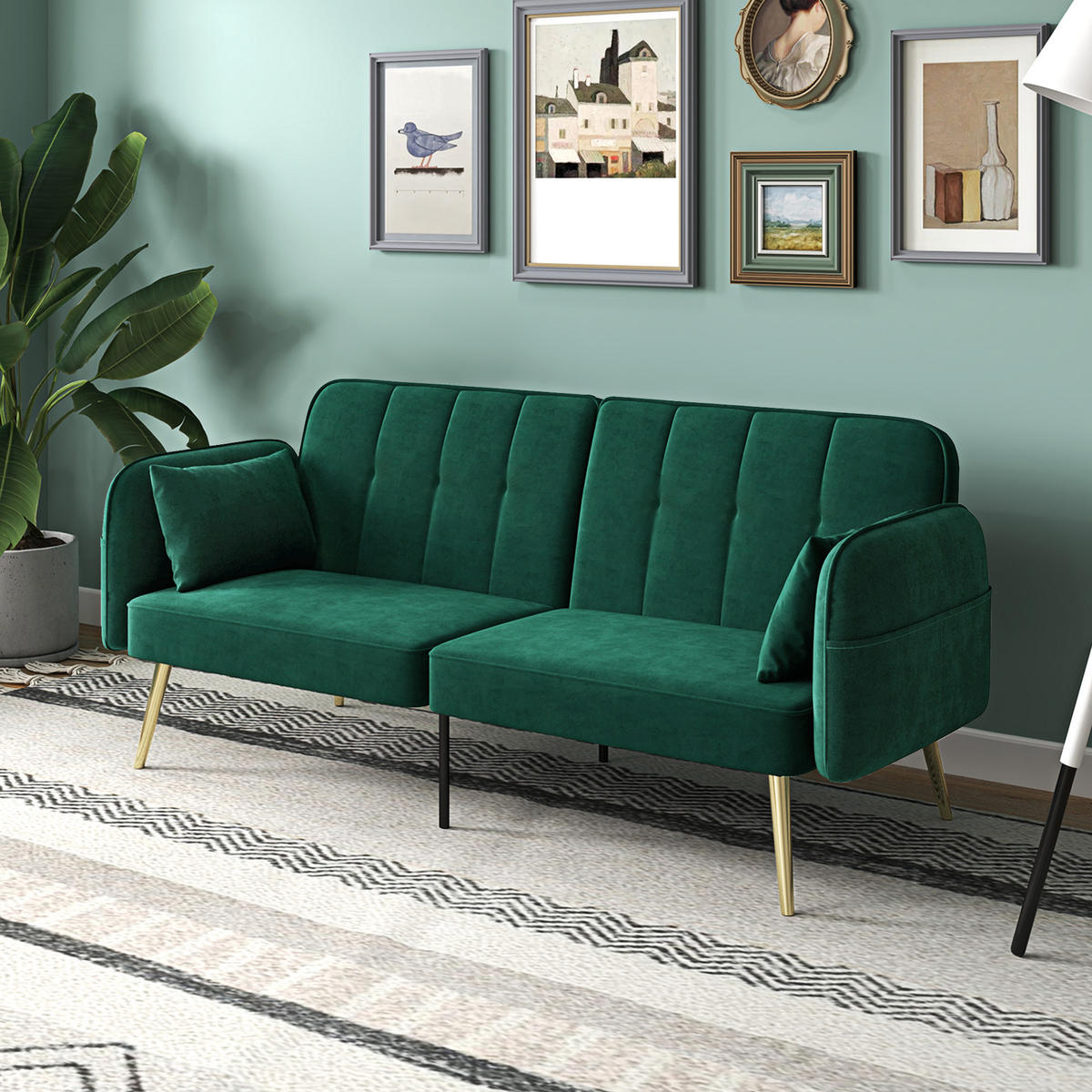 SCHLAFSOFA 2er-Sitz DE-14576 Klick-Klack mit 3-fach verstellbarer Lehne Dunkelgrün - Dunkelgrün, Textil (180/79.5/74cm) - ComfortXL