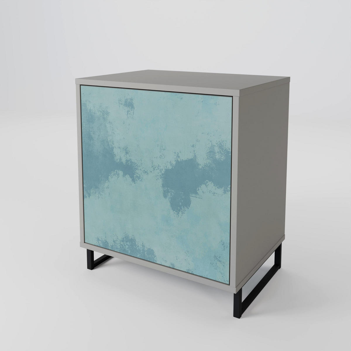 SIDEBOARD SKY WASH, Grau, 57,5x42x70,5 cm, Schwarze Metall-Sternfüße - Multicolor/Schwarz, Holzwerkstoff/Metall (57.5/70.5/42cm) - SpaceRebels
