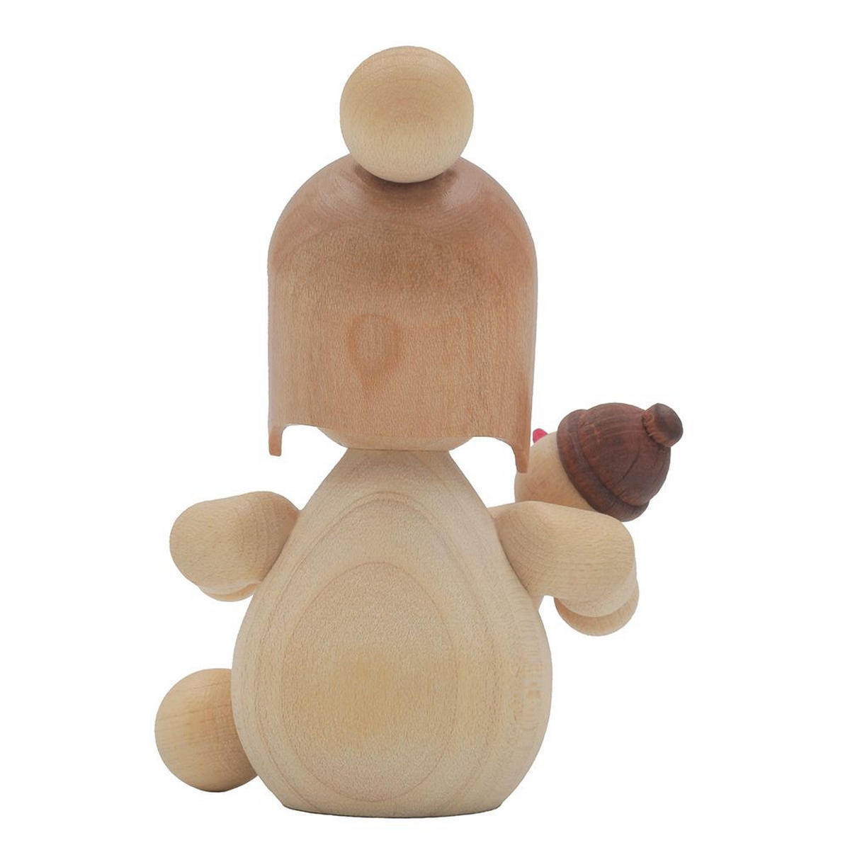 HOLZFIGUR Schneemädchen mit Puppe7 cm - Multicolor, Holz (5/7/0.1cm)