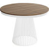 ESSTISCH Naro rund ausziehbar mit Weißem Lamellen-Metallgestell, Walnuss Braun 120-200/120/76 cm - Walnussfarben/Weiß, Holzwerkstoff/Metall (120/120/76cm) - WFL GROUP