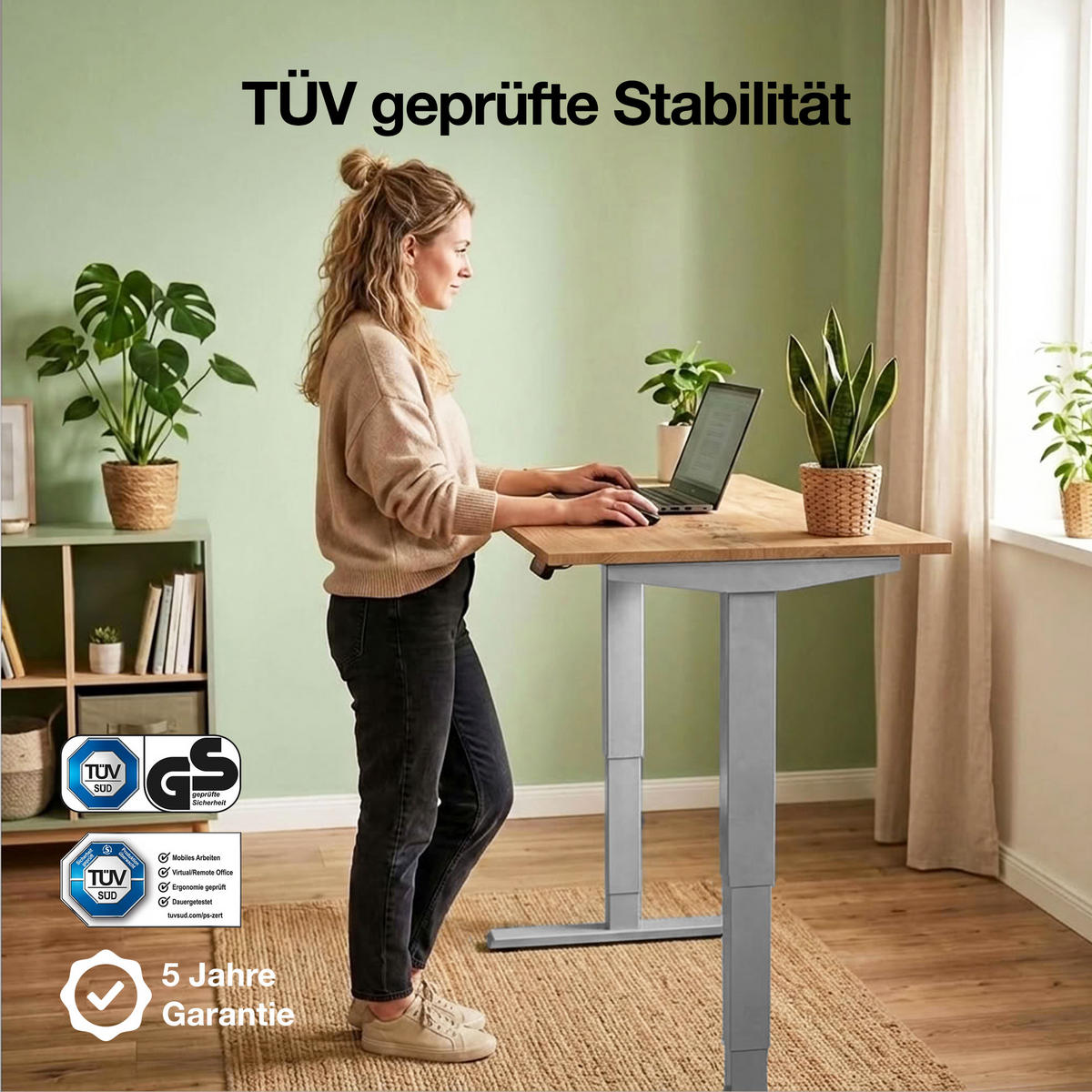 SCHREIBTISCHGESTELL Elektrisch höhenverstellbares Schreibtischgestell /62-127cm Weißaluminium - Silberfarben, Metall (117/25/23cm) - ASSMANN