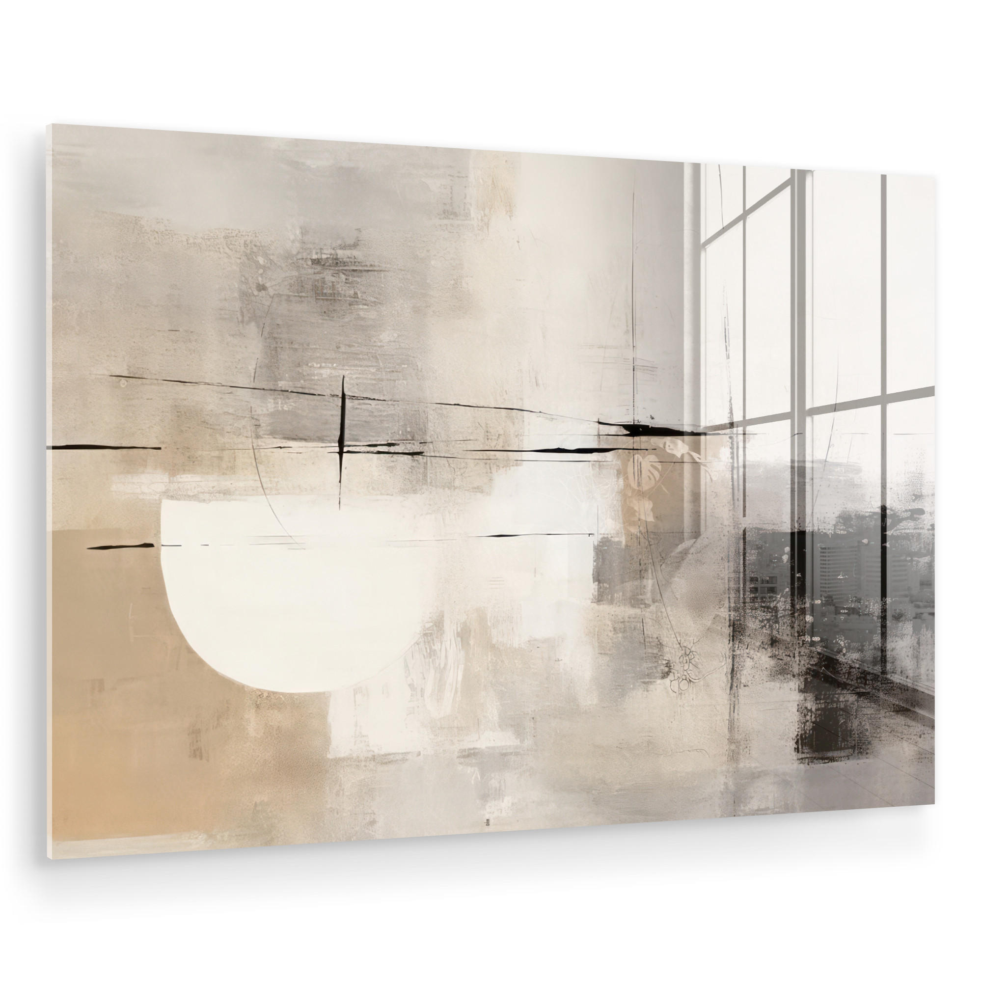 ACRYLGLASBILD Abstrakt - Kunst - Grau 120x80 cm - Hellgrau, Glas (120/80cm) - MuchoWow