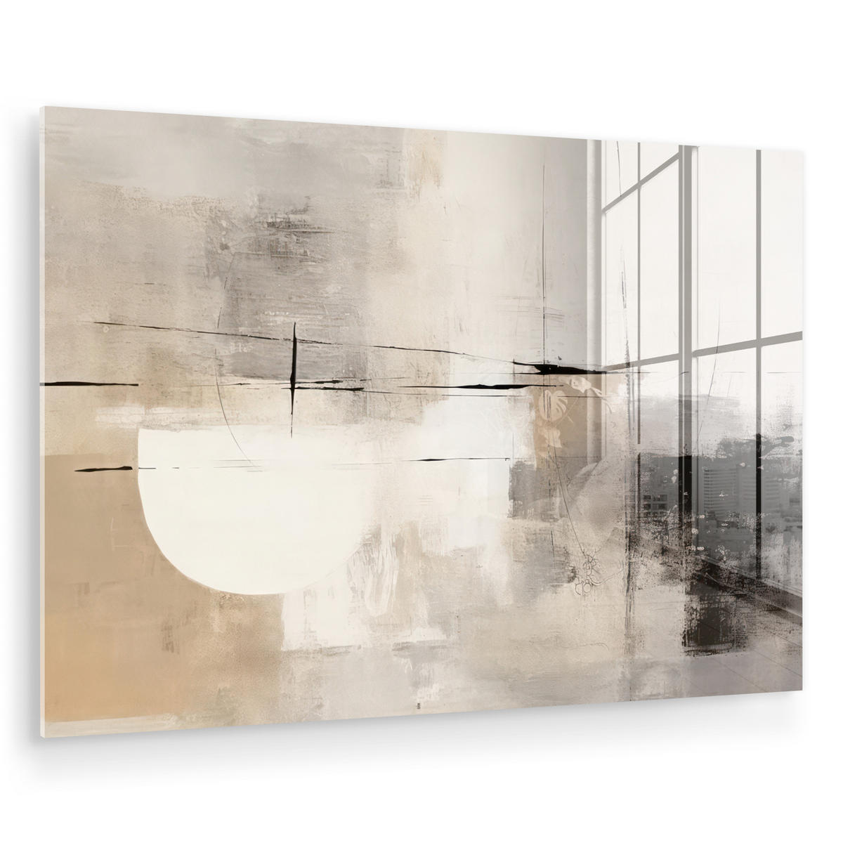 ACRYLGLASBILD Abstrakt - Kunst - Grau 120x80 cm - Hellgrau, Glas (120/80cm) - MuchoWow