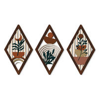 WANDDEKO 30x17cm Gitterblume Holz 3er Set - Akaziefarben, Holzwerkstoff (30/1cm) - Weltevree