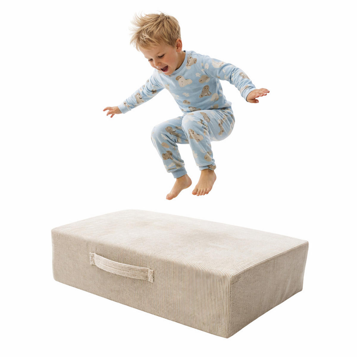 HÜPFPOLSTER Cordsamt Beige - Beige, Textil (78/24/60cm) - AngeLove