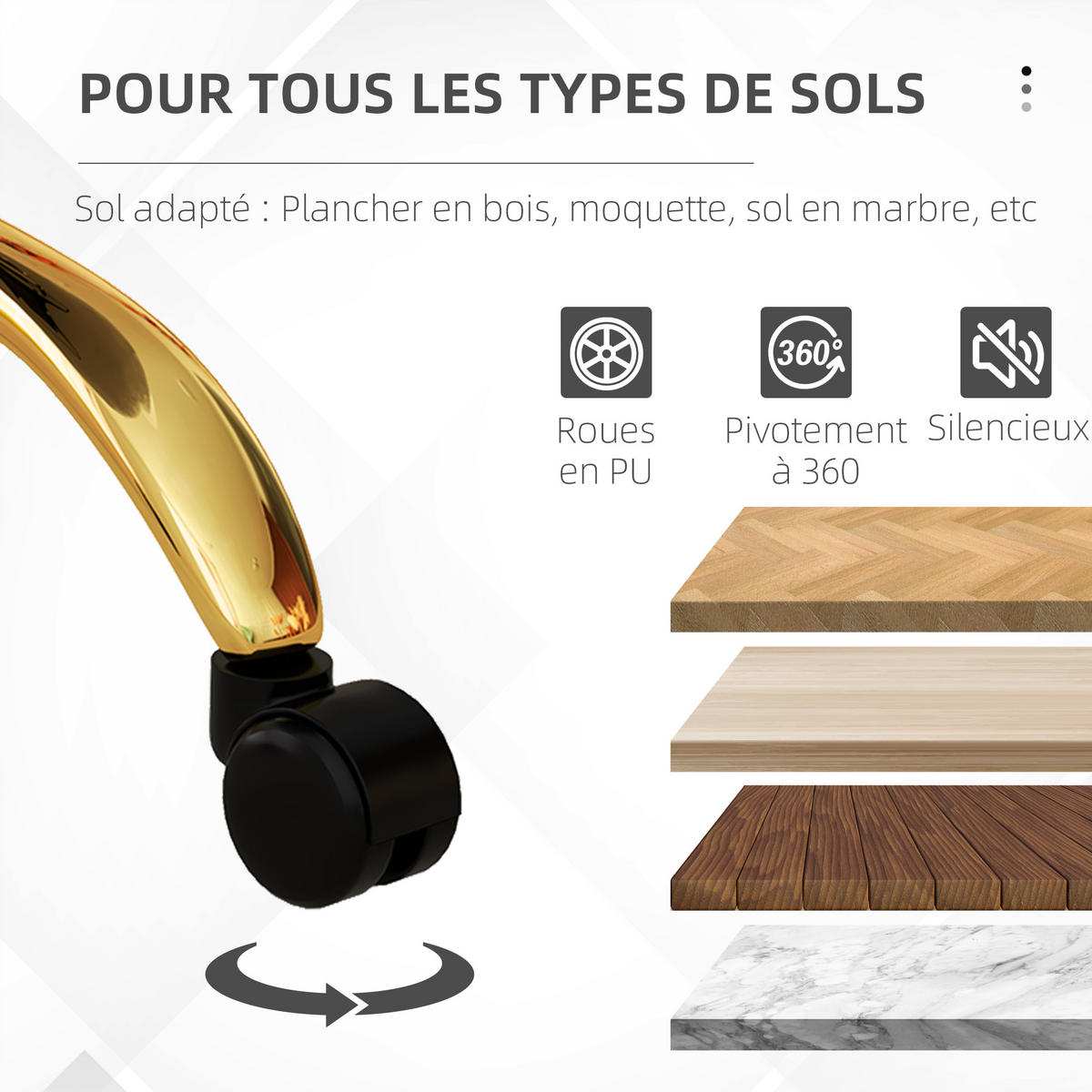 DREHSTUHL DE-11688 ergonomisch höhenverstellbar Weiß - Goldfarben, Textil (56/76/58cm) - ComfortXL