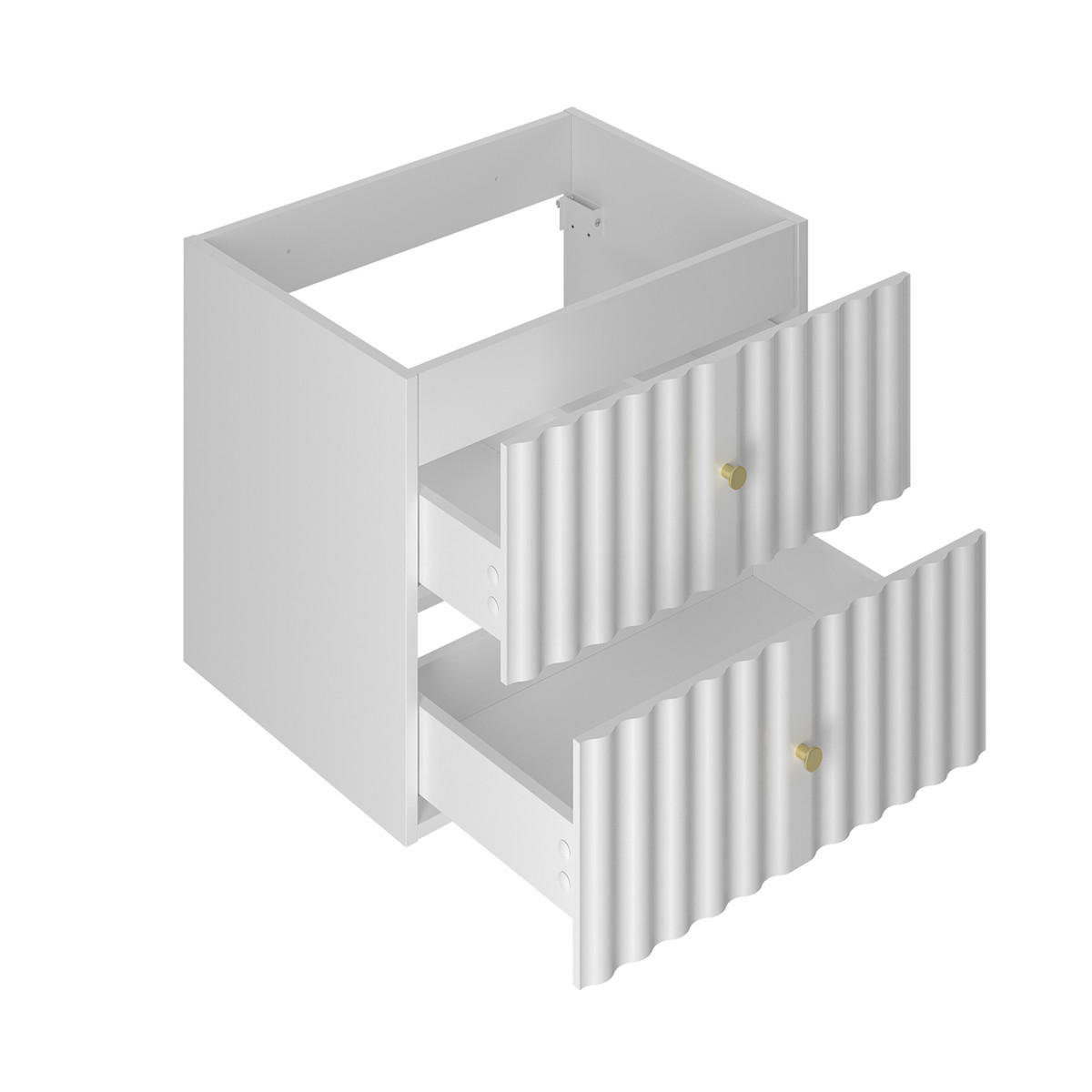 BADMÖBEL Izae 2er-Set Weiß - Weiß, Holzwerkstoff (60.6/52.2/46.5cm) - Petits-meubles