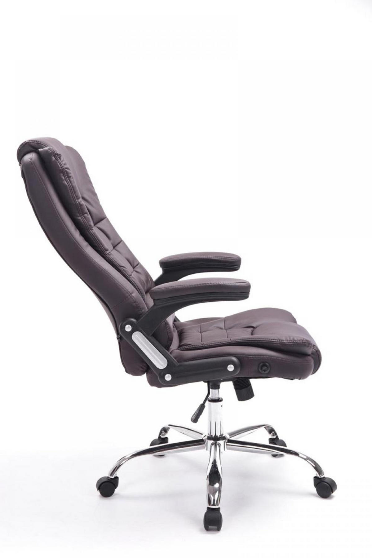 CHEFSESSEL Lederlook braun - Chromfarben/Braun, Textil/Metall (69.5/113/78cm) - CLP