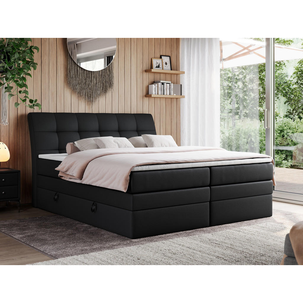 Thumbnail - MKS Boxspringbett, Schwarz, Textil, 2-Sitzer, H3, Rechteckig, 120x200 cm, Schlafzimmer, Betten, Boxspringbetten