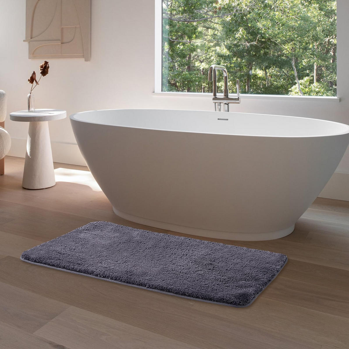 BADEMATTE rutschfest waschbar, weicher Badteppich, saugstark 50x80 cm Dunkelgrau - Dunkelgrau, Textil (50/80cm)