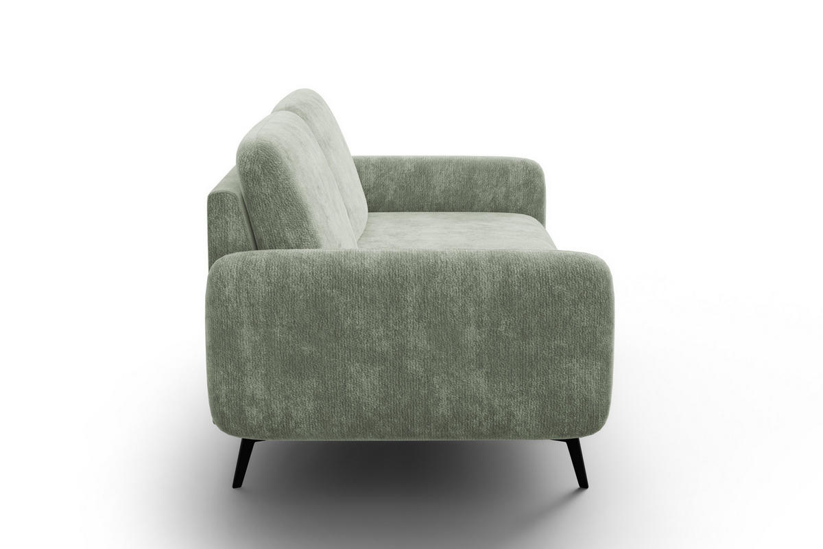 SOFA FEBE 3-Sitzer, hellgrüner Chenille-Stoff - Schwarz/Hellgrün, Holz/Textil (190/82/96cm) - Wozimo