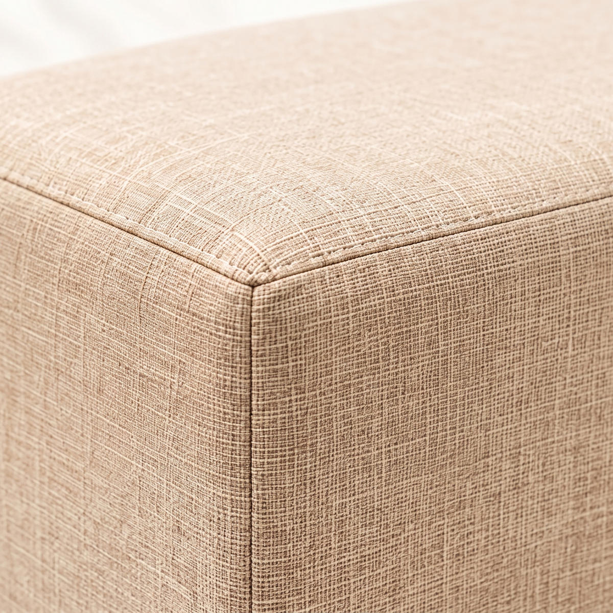 FUSSHOCKER Beige gepolstert Holzfüße - Beige, Holz/Textil (61/42/41cm) - Relaxdays