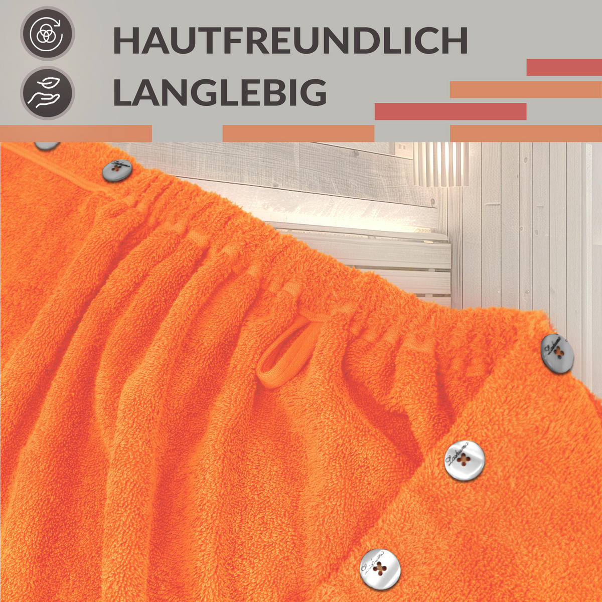 SAUNAKILT Dame Lugano Orange - Orange, Textil (150/75cm) - Lashuma