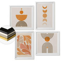 WANDBILDER 4er-Set - 50x50 cm & 40x60 cm Weißer Rahmen - Abstrakte orange Formen - Weiß, Kunststoff (50/50cm) - ArtPrintCave