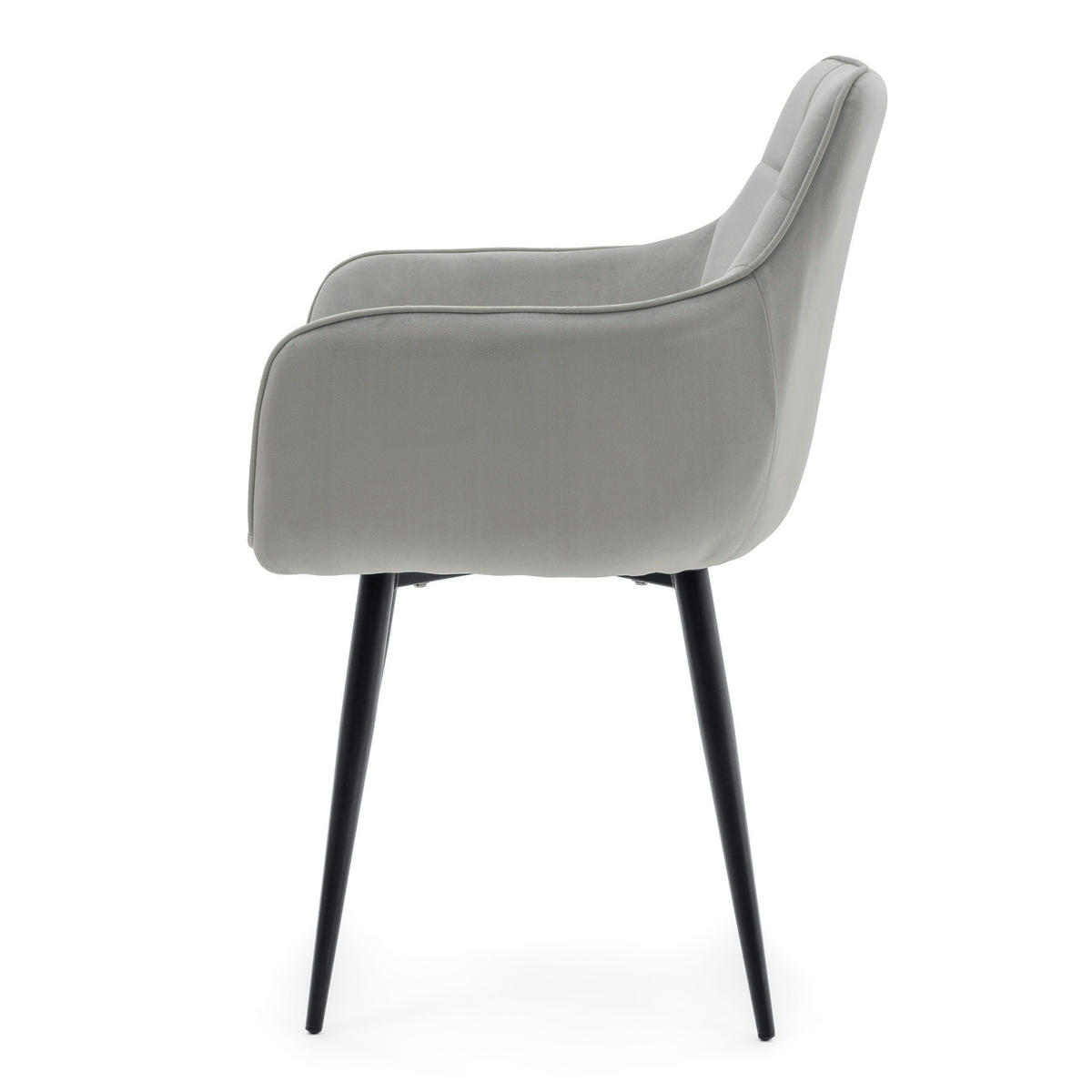 STUHL GALLO gespolstert mit Steppung - hellgrau - Samt Velours - Hellgrau/Schwarz, Textil/Metall (58/88/58cm) - NEW HOME