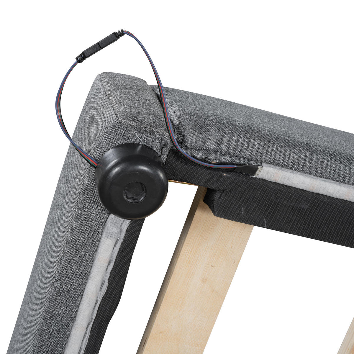 SCHLAFSOFA 140x200cm Grau Leinen LED-Licht Kopfteil USB-C - Grau, Holz (140/200cm) - FLIEKS