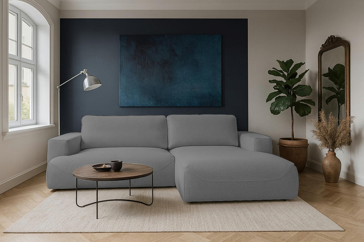 ECKSOFA LUNA mit Bettkasten und Schlaffunktion, Dunkelgrau - Dunkelgrau, Textil (271/195cm) - KS Home Concept