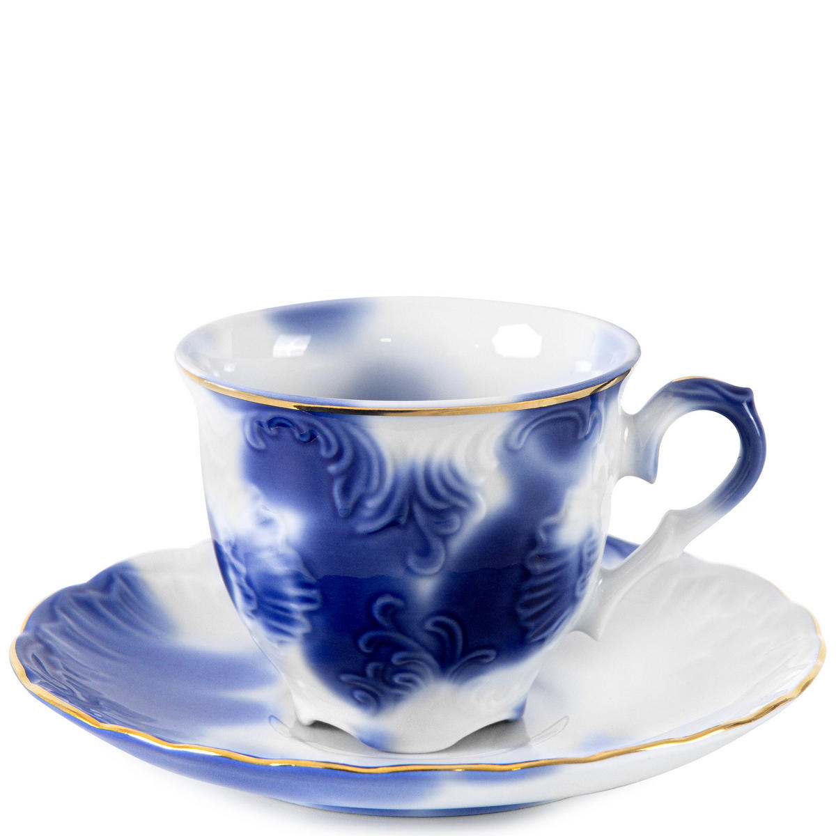 KAFFESERVICE CMIELOW ROCOCO Kaffetassen-Set - Blau/Weiß, Keramik (12.5/6/12.5cm) - KONSIMO®