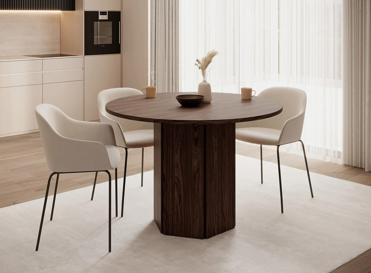 ESSZIMMERTISCH Hexa Nussbaum Wisconsin rund 110 cm - Nussbaumfarben/Braun, Holzwerkstoff (110/110/75cm) - Selsey