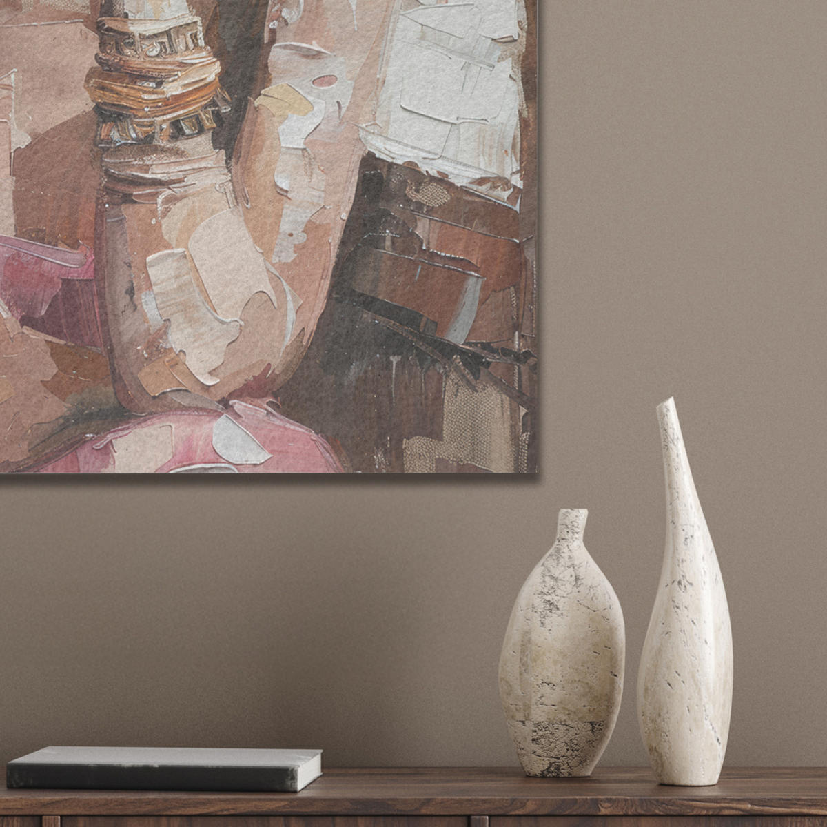 AKUSTIKBILD Frau - Lackierung - Porträt - Modern Kunstdruck Schlafzimmer 50x70 cm - Altrosa, Kunststoff (50/70/0.9cm) - MuchoWow