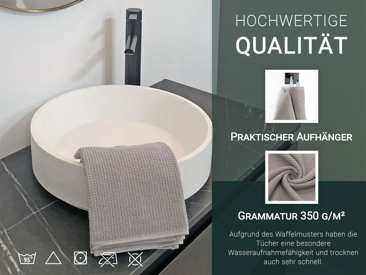 GÄSTETÜCHER, 10er-Set, 30x50 cm, 100% Baumwolle, Grau - Grau, Textil (30/50cm) - Zollner