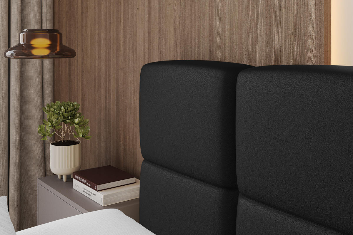 POLSTERBETT mit Bettkasten und Lattenrost, Bett mit Matratze H3/H4, Kopfteil, Boxbett, Doppelbett mit Stauraum - NATA 120x200 Schwarz - Schwarz, Holzwerkstoff/Textil (120/200cm) - ALTDECOR