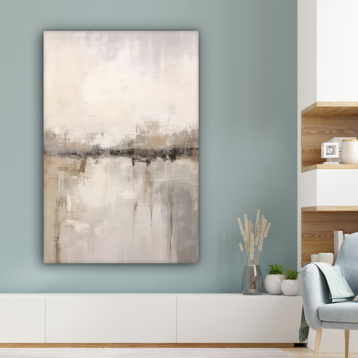 LEINWANDBILD Moderne Kunst - Abstrakt - Beige Deko XXL 80x120 cm - Beige, Textil (80/120cm) - MuchoWow