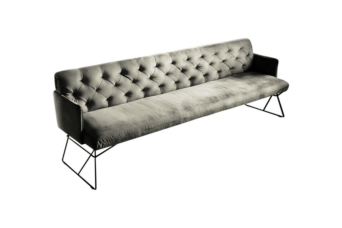 ESSZIMMERBANK CHARME Silber Velvet - Silberfarben, Textil (246/85/68cm) - KAWOLA