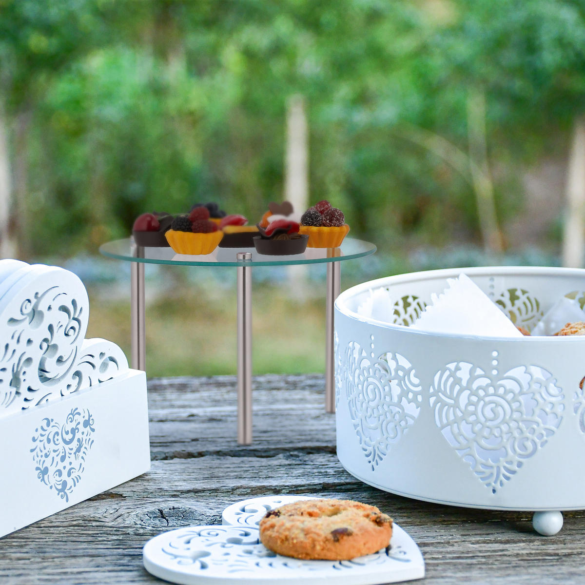 3XTORTENSTÄNDER - Transparent, Glas/Metall (33/15.5cm) - Relaxdays