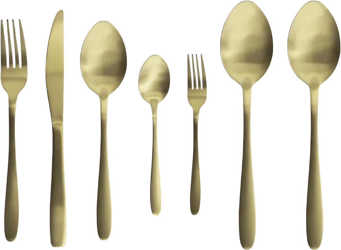 BESTECKSET - Gold - 42 Teile / 8 Personen - Silberfarben, Metall - Studio Tavola