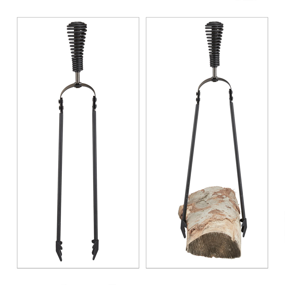 5-TLG.KAMINBESTECK-SET - Schwarz, Metall (22/64/20cm) - Relaxdays