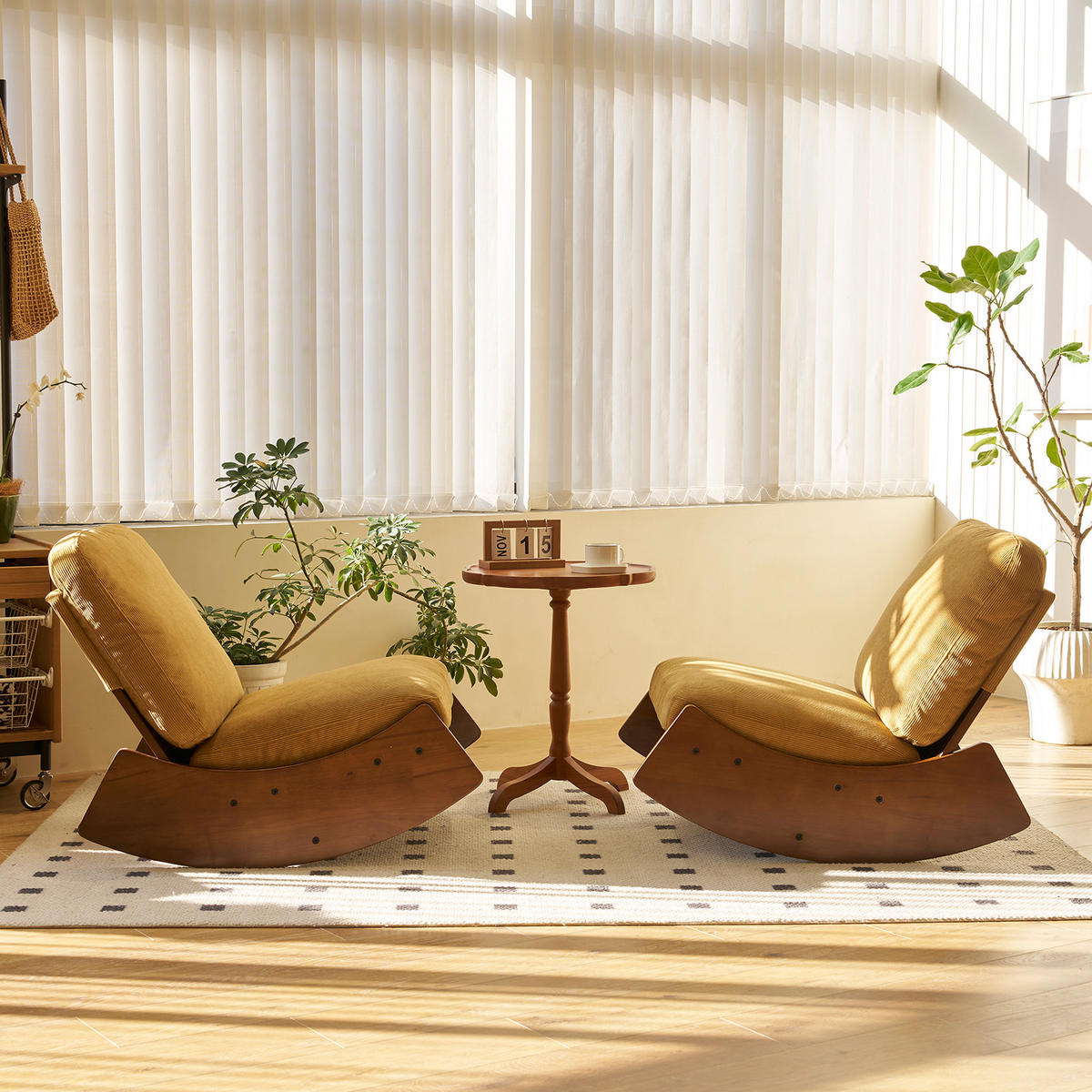 SCHAUKELSTUHL mit hochwertiger Polsterung und Massivholzrahmen für Wohnzimmer, Schlafzimmer und Kinderzimmer - Orange, Textil (90/71.9/61.5cm) - Kaket